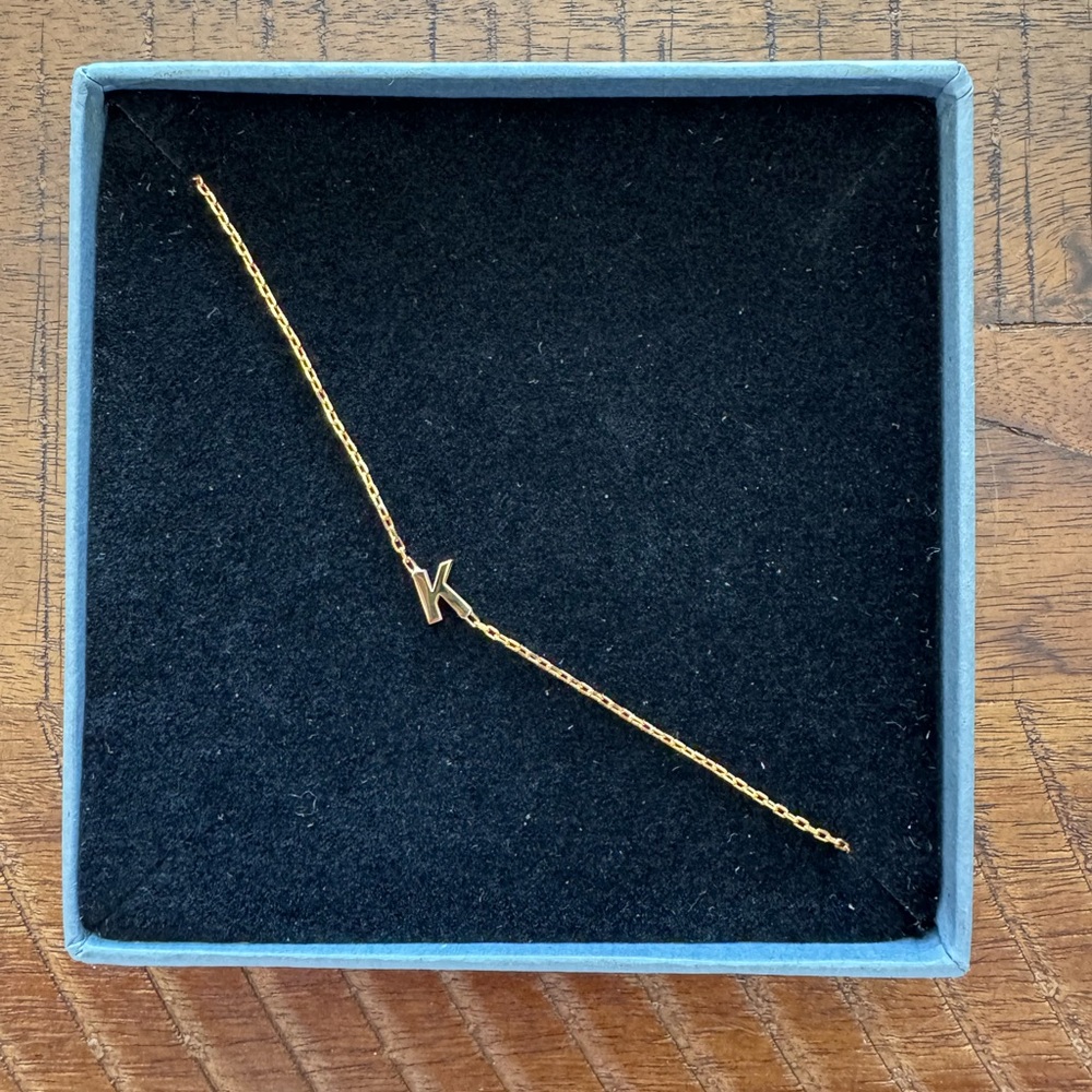 Gold Initial 'K' Necklace 18 Inches New In Gift Box